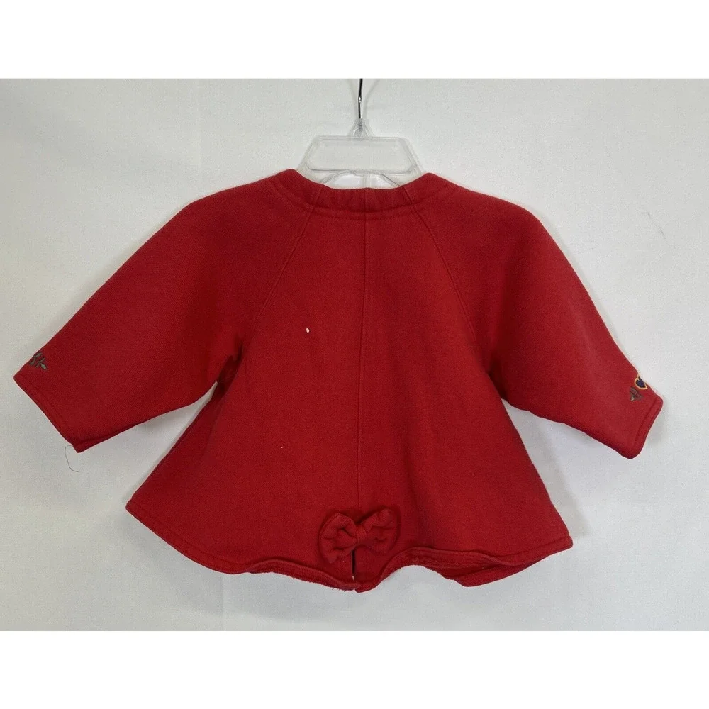 Vtg Disney Store Minnie Mouse Sweatshirt Jacket Snap Front Red Size 18m Embrd.